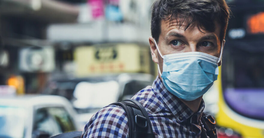 Man wearing mask pandemic