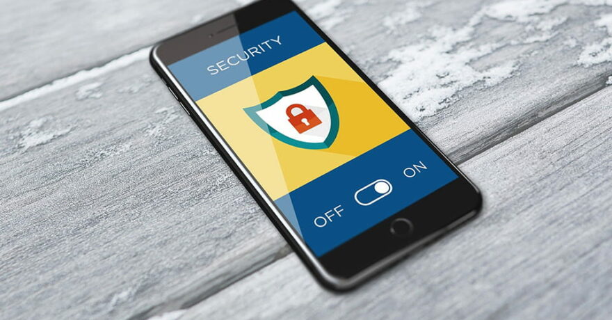 eCommerce security symbol on smartphone screen