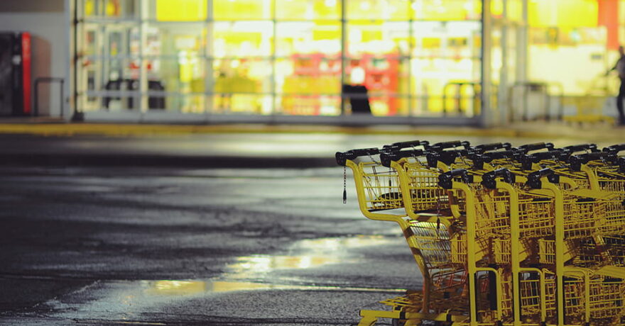 shopping cart in front of a supermarket