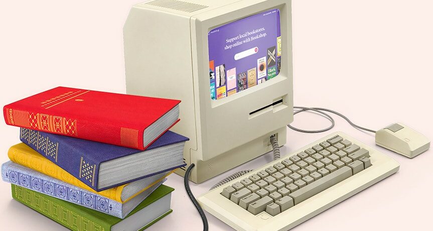 Computer with Machine learning application on screen and books