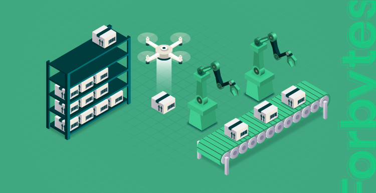 Illustration of factory robots