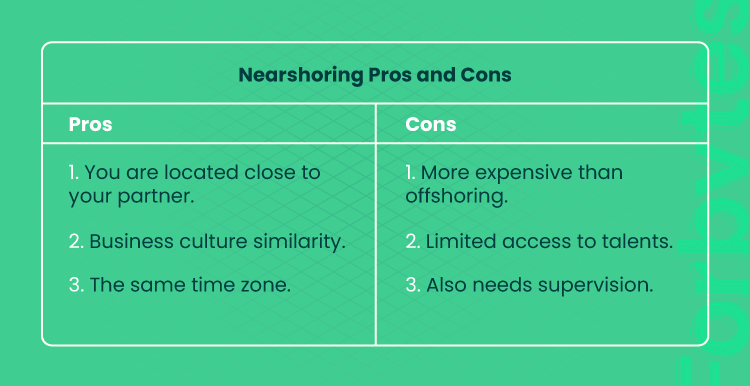 table visualize nearshoring pros and cons