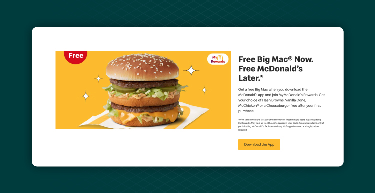 McDonald's website screenshot