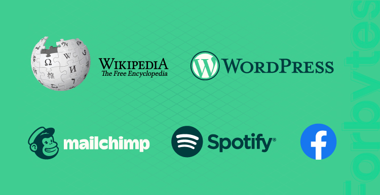image visualize logos of Wikipedia, WordPress, Mailchimp, Spotify