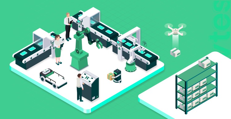 illustration of work on factory