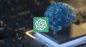 a blue brain with a green logo