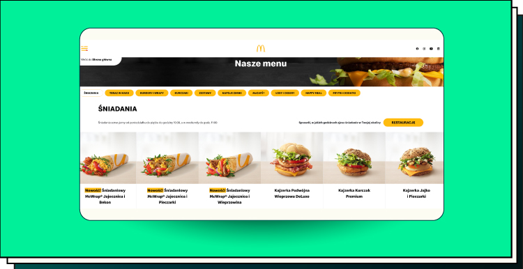 screenshot of MacDonald's website, Poland 