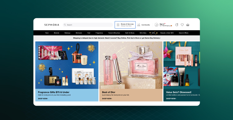 screenshot of Sephora webpage 