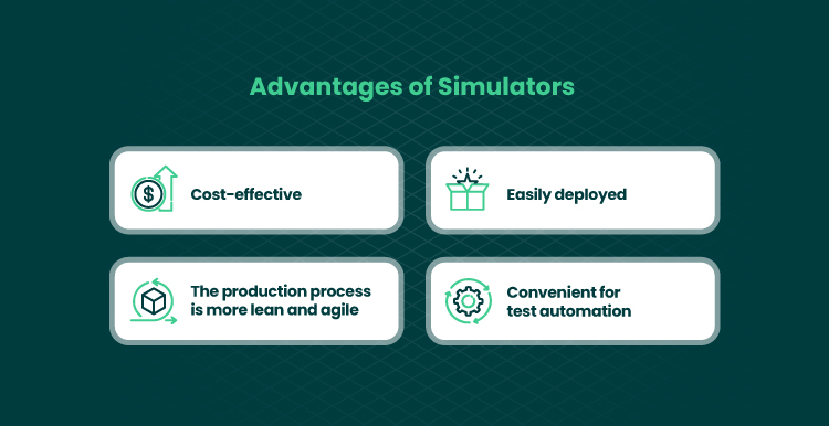 image visulize advantages of Simulators and Emulators