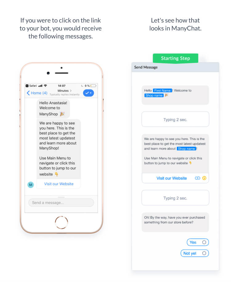 Ecommerce Chatbot: ManyChat
