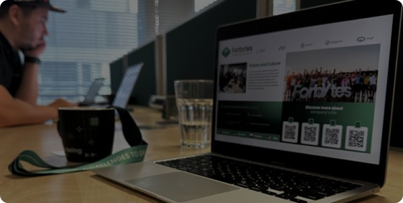 laptop with company website