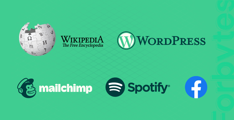 image visualize logos of Wikipedia, WordPress, Mailchimp, Spotify 
