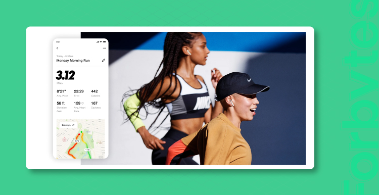 Nike run app screenshot on background image with running people 